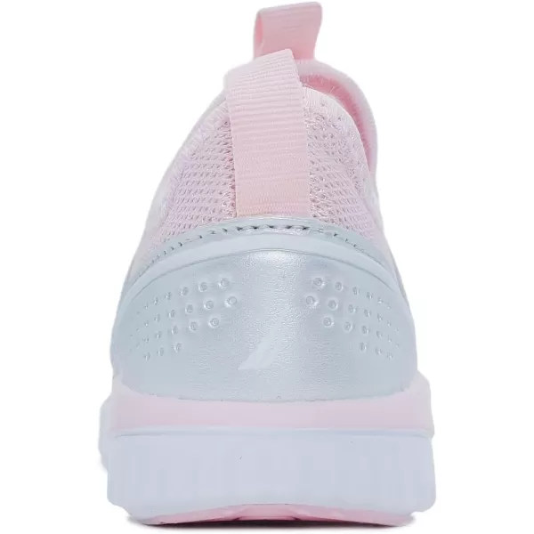 Nautica Girls SlipOn Sneaker  Athletic Running Kids Shoe for Walking Running Tennis and Sports ToddlerLittle KidLight Pink Silver Mesh