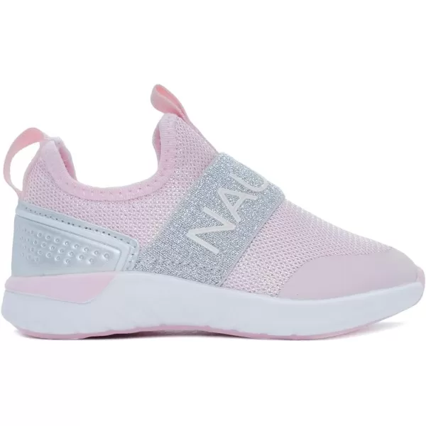 Nautica Girls SlipOn Sneaker  Athletic Running Kids Shoe for Walking Running Tennis and Sports ToddlerLittle KidLight Pink Silver Mesh