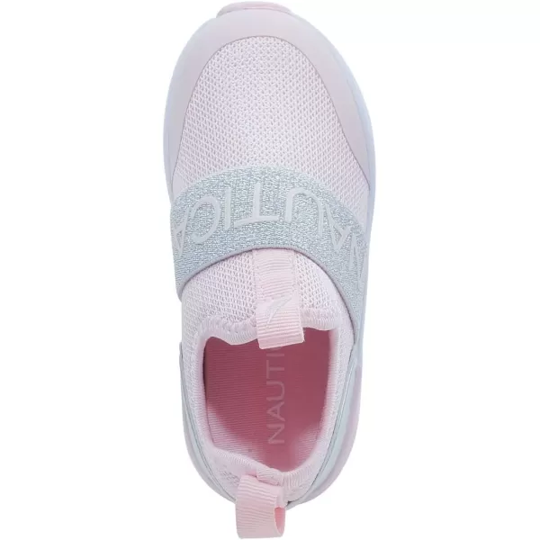 Nautica Girls SlipOn Sneaker  Athletic Running Kids Shoe for Walking Running Tennis and Sports ToddlerLittle KidLight Pink Silver Mesh