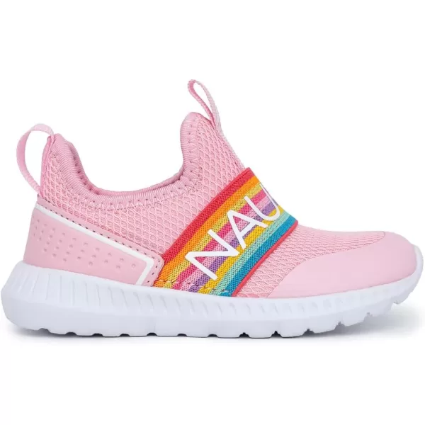 Nautica Girls SlipOn Sneaker  Athletic Running Kids Shoe for Walking Running Tennis and Sports ToddlerLittle KidLight Rainbow Elastic