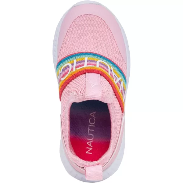 Nautica Girls SlipOn Sneaker  Athletic Running Kids Shoe for Walking Running Tennis and Sports ToddlerLittle KidLight Rainbow Elastic