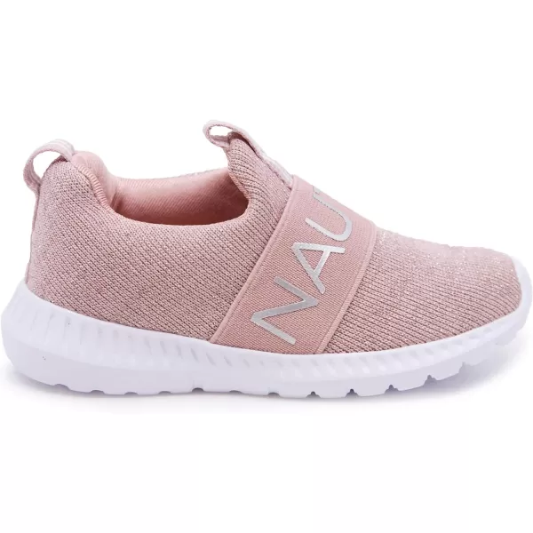 Nautica Girls SlipOn Sneaker  Athletic Running Kids Shoe for Walking Running Tennis and Sports ToddlerLittle KidMauve Sparkle