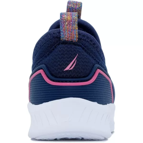 Nautica Girls SlipOn Sneaker  Athletic Running Kids Shoe for Walking Running Tennis and Sports ToddlerLittle KidNavy Rainbow Metalliccoaster