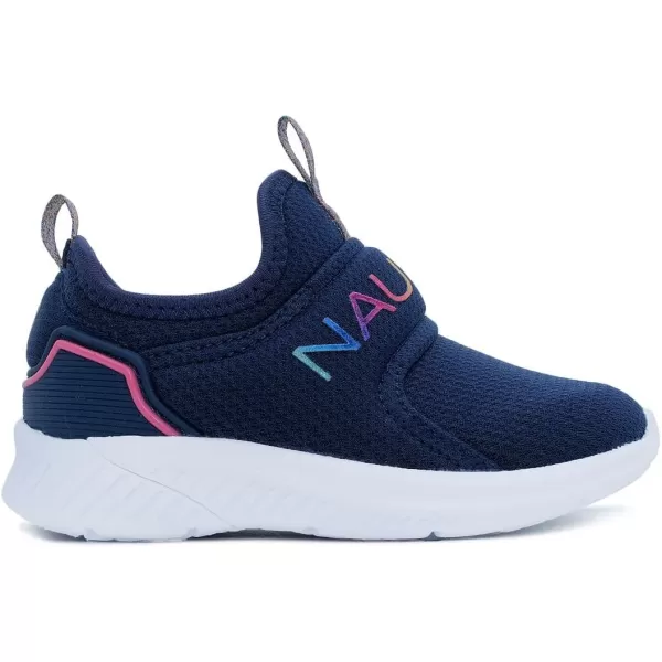 Nautica Girls SlipOn Sneaker  Athletic Running Kids Shoe for Walking Running Tennis and Sports ToddlerLittle KidNavy Rainbow Metalliccoaster