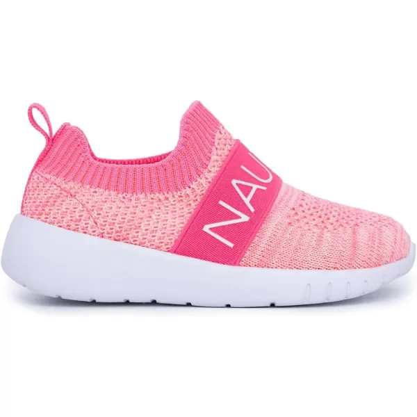 Nautica Girls SlipOn Sneaker  Athletic Running Kids Shoe for Walking Running Tennis and Sports ToddlerLittle KidNeon Peach Pink