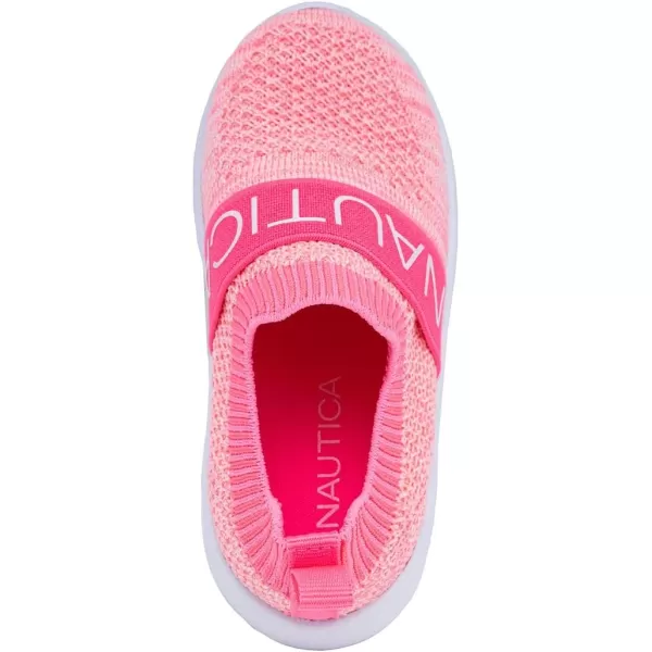 Nautica Girls SlipOn Sneaker  Athletic Running Kids Shoe for Walking Running Tennis and Sports ToddlerLittle KidNeon Peach Pink