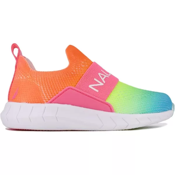 Nautica Girls SlipOn Sneaker  Athletic Running Kids Shoe for Walking Running Tennis and Sports ToddlerLittle KidNeon Rainbow