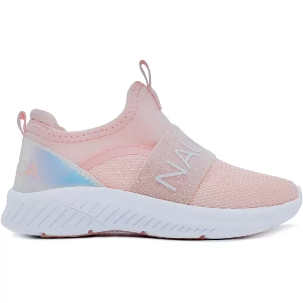 Nautica Girls SlipOn Sneaker  Athletic Running Kids Shoe for Walking Running Tennis and Sports ToddlerLittle KidPink Iridescent