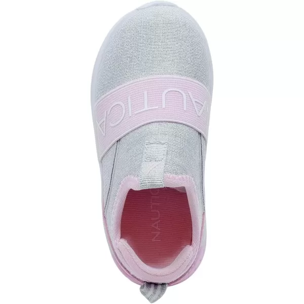 Nautica Girls SlipOn Sneaker  Athletic Running Kids Shoe for Walking Running Tennis and Sports ToddlerLittle KidSilver Met Mesh Pink