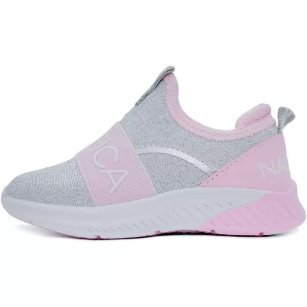 Nautica Girls SlipOn Sneaker  Athletic Running Kids Shoe for Walking Running Tennis and Sports ToddlerLittle KidSilver Met Mesh Pink