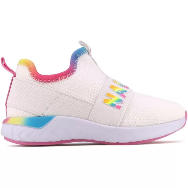 Nautica Girls SlipOn Sneaker  Athletic Running Kids Shoe for Walking Running Tennis and Sports ToddlerLittle KidWhite Bright Rainbow