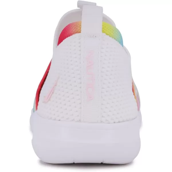 Nautica Girls SlipOn Sneaker  Athletic Running Kids Shoe for Walking Running Tennis and Sports ToddlerLittle KidWhite Rainbowpierce