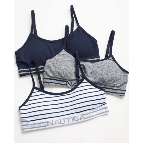 Nautica Girls Training Bra  Seamless Crop Cami Bralette 6 PackHeather GreyNavyNavy Stripe