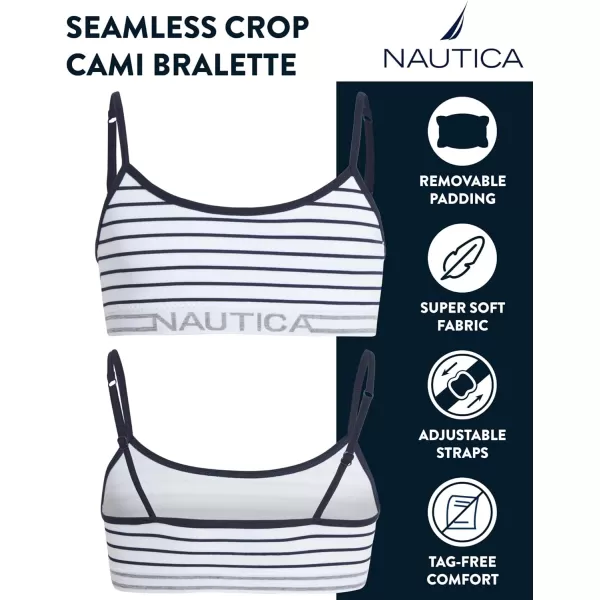 Nautica Girls Training Bra  Seamless Crop Cami Bralette 6 PackHeather GreyNavyNavy Stripe