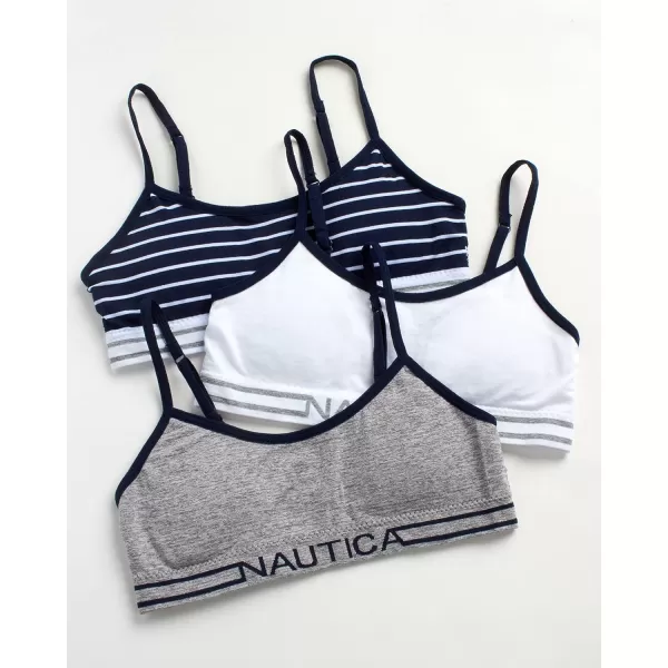 Nautica Girls Training Bra  Seamless Crop Cami Bralette 6 PackNavy StripeWhiteGrey