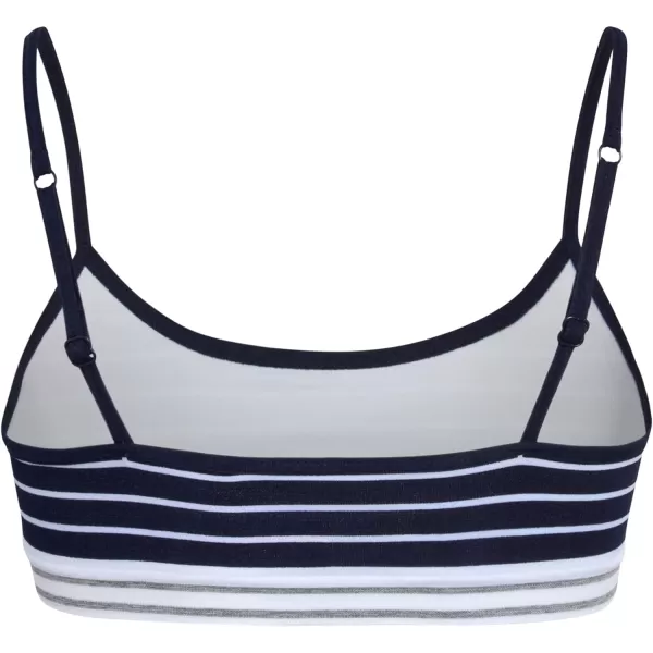 Nautica Girls Training Bra  Seamless Crop Cami Bralette 6 PackNavy StripeWhiteGrey