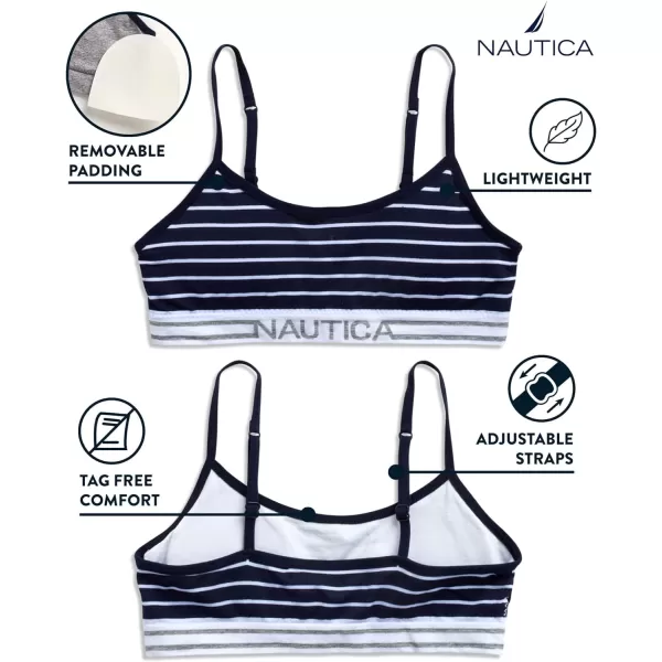 Nautica Girls Training Bra  Seamless Crop Cami Bralette 6 PackNavy StripeWhiteGrey