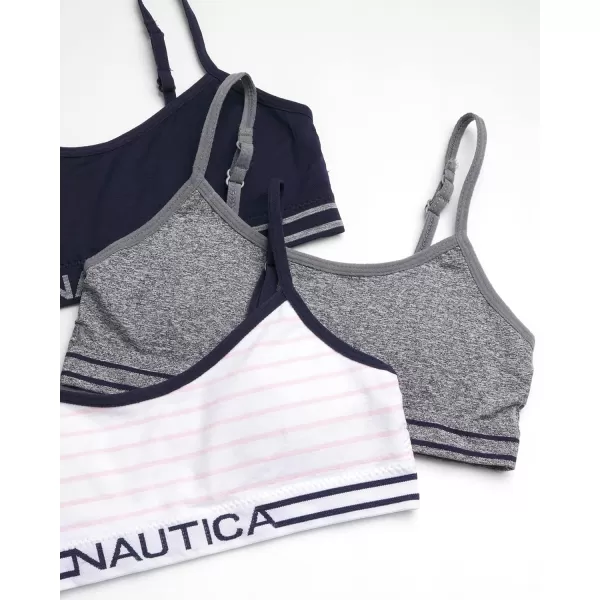 Nautica Girls Training Bra  Seamless Crop Cami Bralette 6 PackNavyGreyBlue Stripes