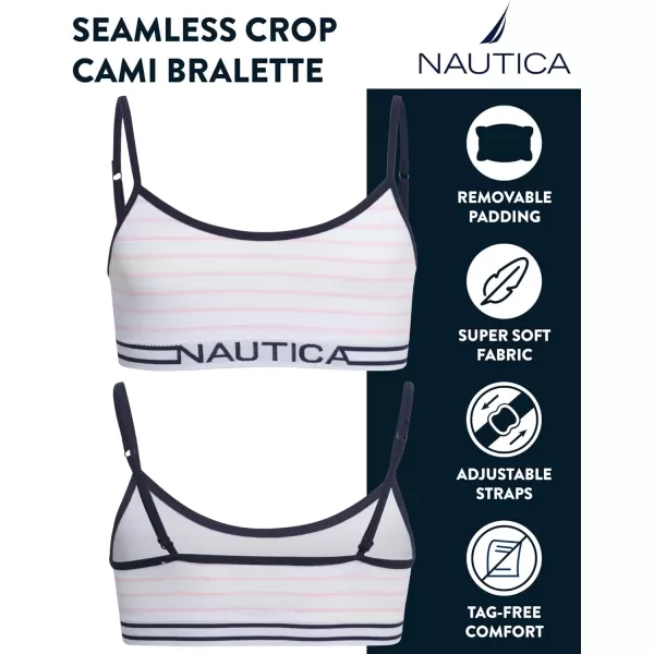 Nautica Girls Training Bra  Seamless Crop Cami Bralette 6 PackNavyGreyBlue Stripres