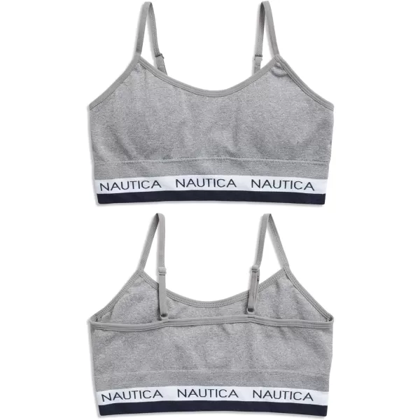 Nautica Girls Training Bra  Seamless Crop Cami Bralette 6 PackNavyHeather GreyWhite