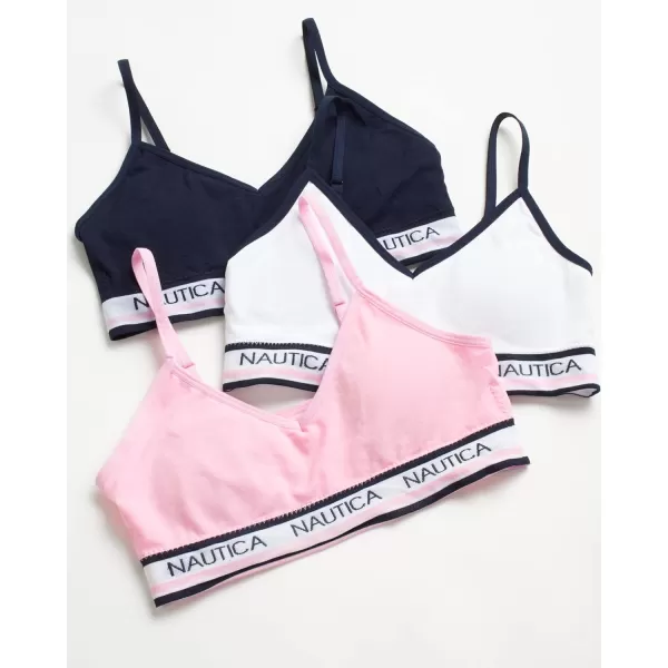 Nautica Girls Training Bra  Seamless Crop Cami Bralette 6 PackNavyPinkWhite