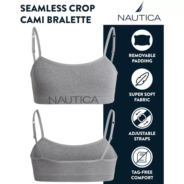 Nautica Girls Training Bra  Seamless Crop Cami Bralette 6 PackWhiteLight Heather GreyMedium Heather Grey