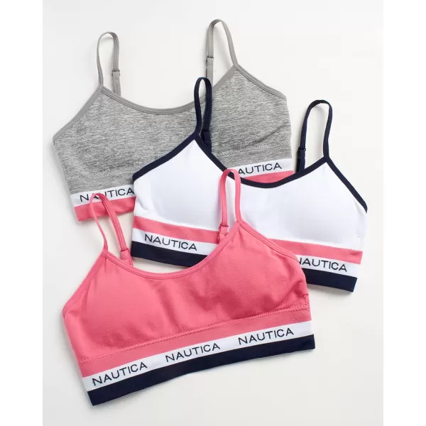 Nautica Girls Training Bra  Seamless Crop Cami Bralette 6 PackWhitePinkLight Heather Grey