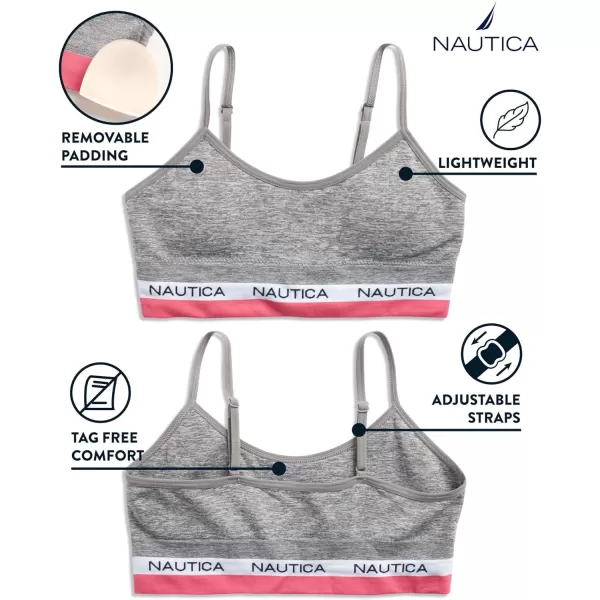 Nautica Girls Training Bra  Seamless Crop Cami Bralette 6 PackWhitePinkLight Heather Grey