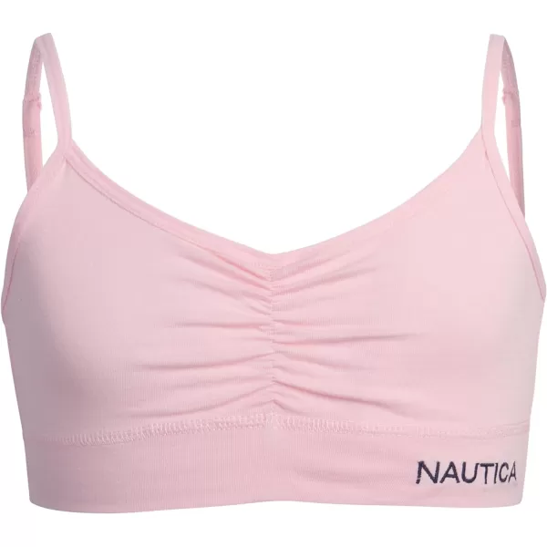 Nautica Girls Training Bra  Stretch Cotton Crop Cami Bralette 6 PackLight PinkWhiteHeather Grey