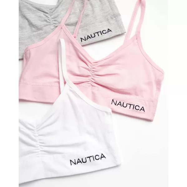 Nautica Girls Training Bra  Stretch Cotton Crop Cami Bralette 6 PackLight PinkWhiteHeather Grey