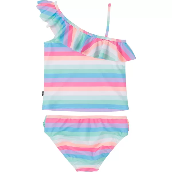 Nautica Girls TwoPiece Bikini Swimsuit Set UPF 50 Sun Protection QuickDry Bathing SuitCarnation Stripe