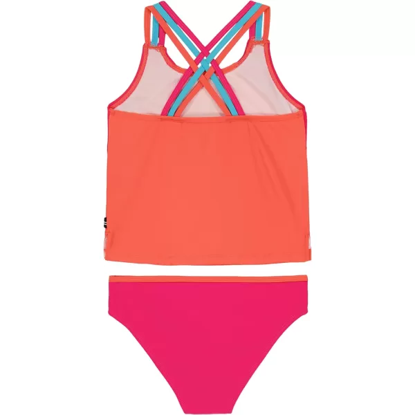 Nautica Girls TwoPiece Bikini Swimsuit Set UPF 50 Sun Protection QuickDry Bathing SuitHot Coral