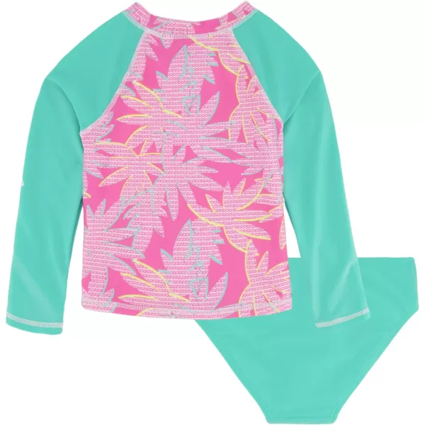 Nautica Girls TwoPiece Rashguard Swimsuit Set UPF 50 Sun Protection QuickDry Bathing SuitCockatoo Palm