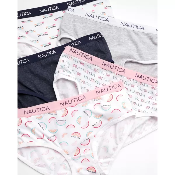 Nautica Girls Underwear  Stretch Cotton Briefs 10 PackNavyGreyLogoLemonPrint