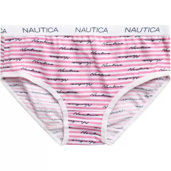 Nautica Girls Underwear  Stretch Cotton Briefs 10 PackWhite PrintNavyStripe