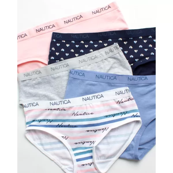 Nautica Girls Underwear  Stretch Cotton Briefs 5 PackPrintIceLight GreyStone