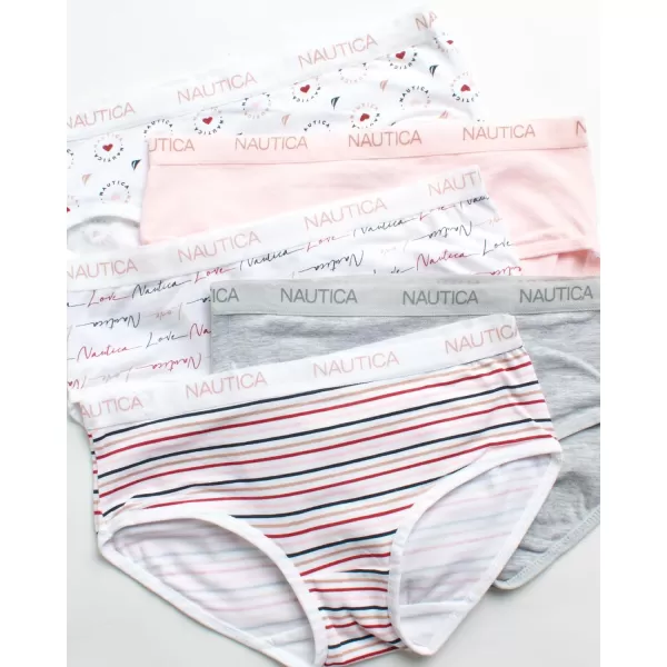 Nautica Girls Underwear  Stretch Cotton Briefs 5 PackPrintLight GreyBlushPrint