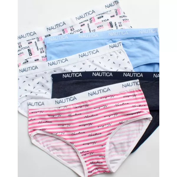 Nautica Girls Underwear  Stretch Cotton Briefs 5 PackPrintNavySerenity