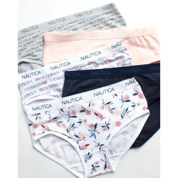 Nautica Girls Underwear  Stretch Cotton Briefs 5 PackPrintPinkNavy Heather