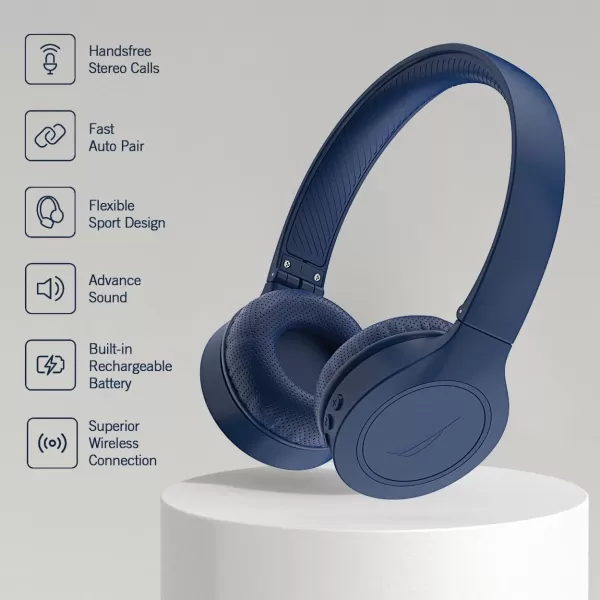 Nautica H120 Bluetooth Headphones OnEar Wireless Headphones with Builtin Microphone Bluetooth v50 Wireless and Wired Stereo Headset with Deep Bass Foldable OverEar Headphones Navy NavyNAVY NAVY