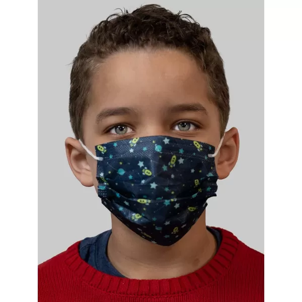 Nautica Kids 3Ply Disposable Face Masks Starry EyedCoral Solid Travel Pack 10 MasksSpace RobotsSpace Explorer