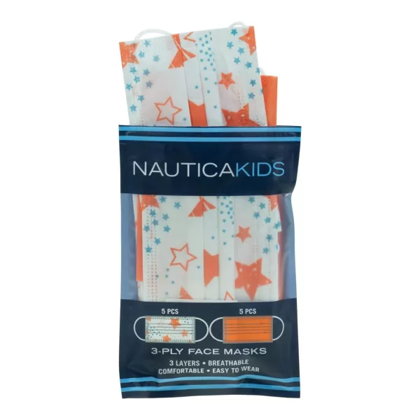 Nautica Kids 3Ply Disposable Face Masks Starry EyedCoral Solid Travel Pack 10 MasksStarry EyedCoral Solid