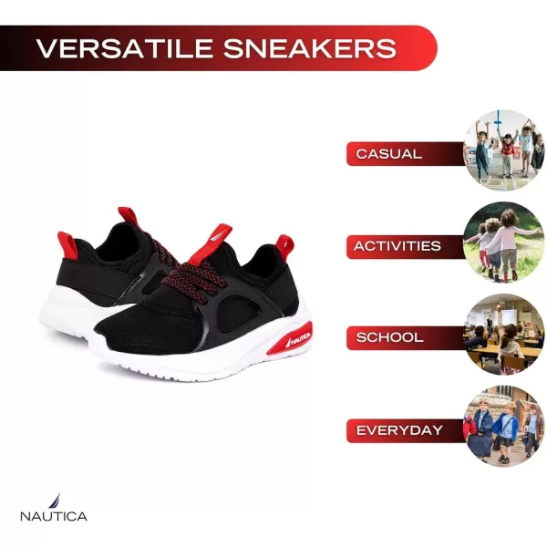 Nautica Kids Athletic SlipOn Sneakers  Comfortable Bungee Running Shoes for Boys and Girls  Stylish and Supportive Footwear for Active Kids Big KidLittle KidToddlerBlack Redsplash