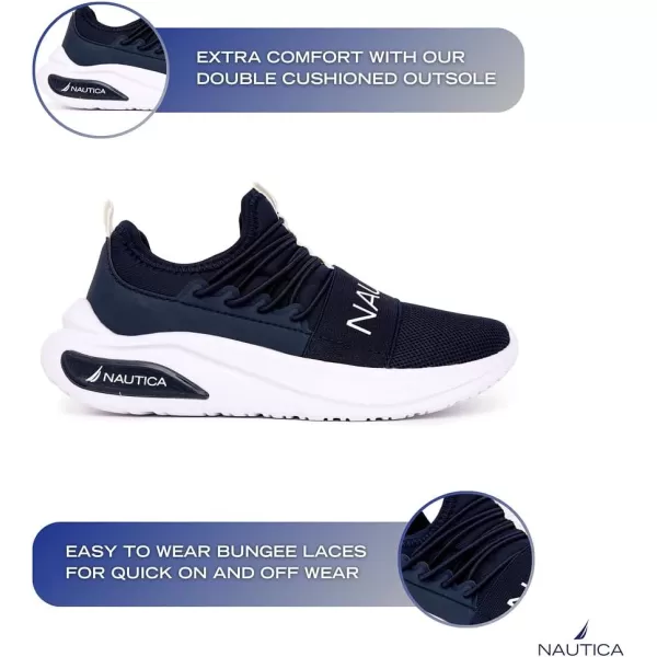 Nautica Kids Athletic SlipOn Sneakers  Comfortable Bungee Running Shoes for Boys and Girls  Stylish and Supportive Footwear for Active Kids Big KidLittle KidToddlerNavy Whitesummr