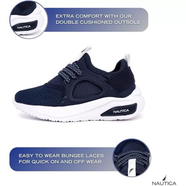 Nautica Kids Athletic SlipOn Sneakers  Comfortable Bungee Running Shoes for Boys and Girls  Stylish and Supportive Footwear for Active Kids Big KidLittle KidToddlerNavy Whitesplash