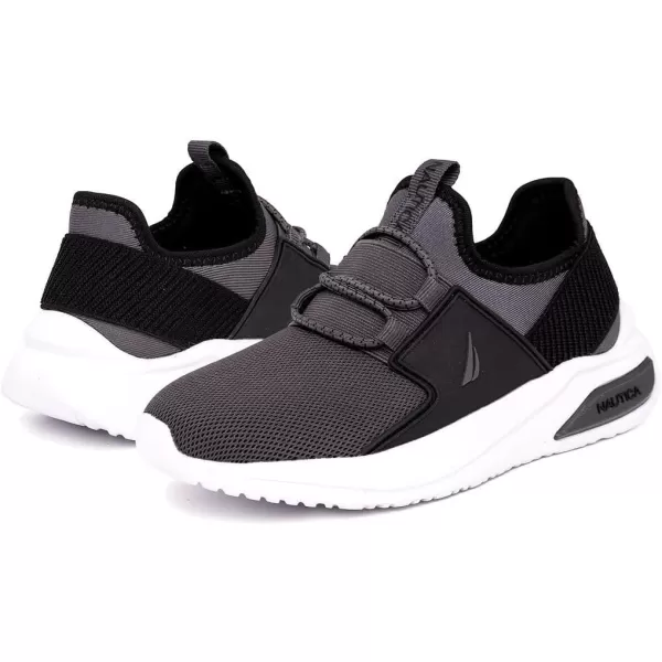 Nautica Kids Athletic SlipOn Sneakers  Comfortable Bungee Running Shoes for Boys and Girls  Stylish and Supportive Footwear for Active Kids Big KidLittle KidToddlerGrey Blackmolded