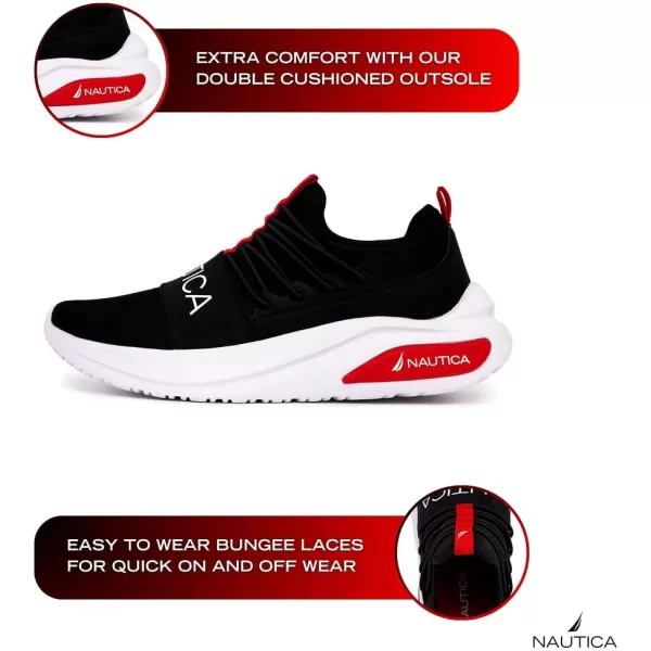 Nautica Kids Athletic SlipOn Sneakers  Comfortable Bungee Running Shoes for Boys and Girls  Stylish and Supportive Footwear for Active Kids Big KidLittle KidToddlerBlack Redsummr