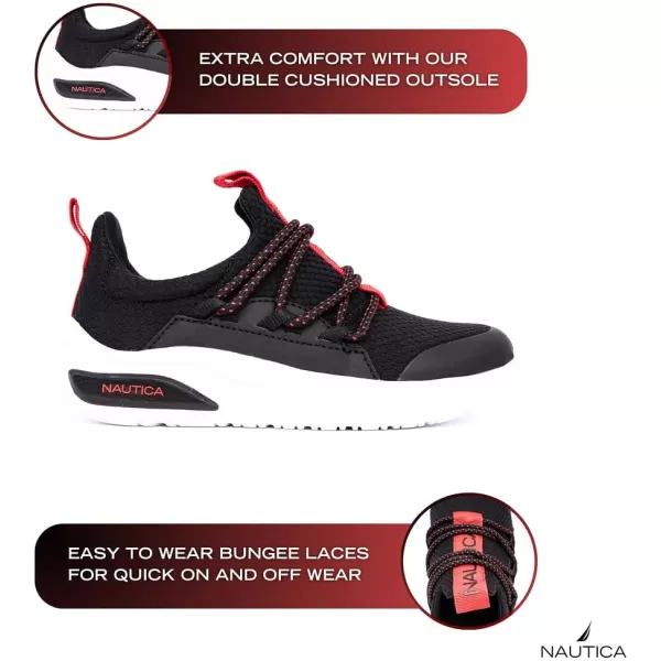 Nautica Kids Athletic SlipOn Sneakers  Comfortable Bungee Running Shoes for Boys and Girls  Stylish and Supportive Footwear for Active Kids Big KidLittle KidToddlerBlackRed