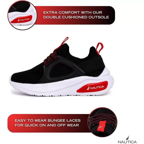 Nautica Kids Athletic SlipOn Sneakers  Comfortable Bungee Running Shoes for Boys and Girls  Stylish and Supportive Footwear for Active Kids Big KidLittle KidToddlerBlack Redsplash