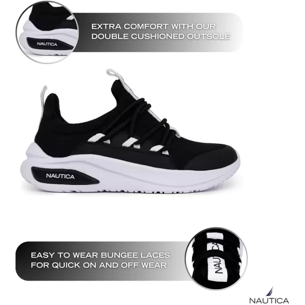 Nautica Kids Athletic SlipOn Sneakers  Comfortable Bungee Running Shoes for Boys and Girls  Stylish and Supportive Footwear for Active Kids Big KidLittle KidToddlerBlack White